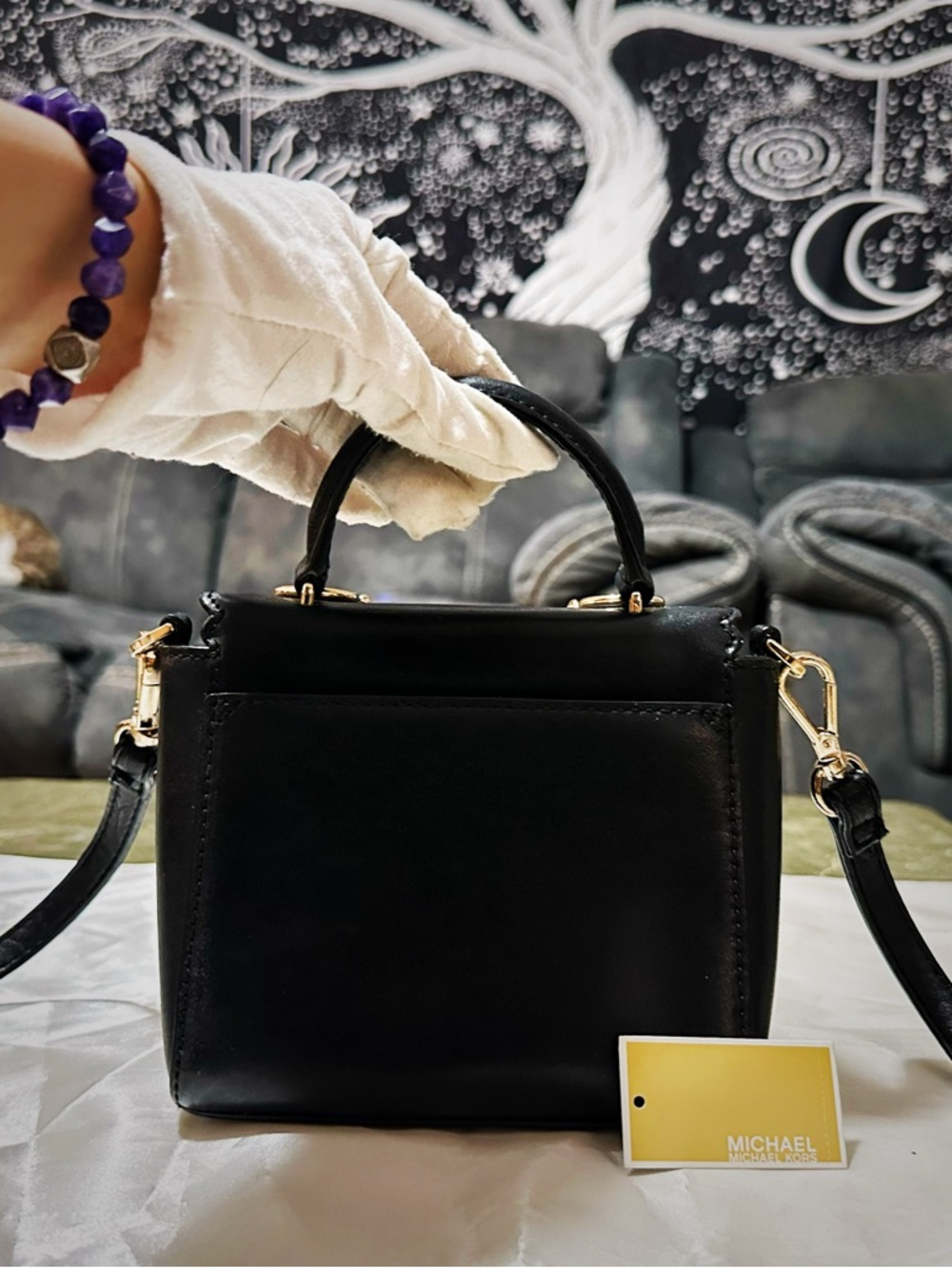 Rare Y2K Michael Kors small crossbody bag Black Leather Satchel - Picture 13 of 17